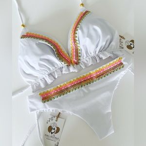 NWT White Handmade Sexy Swimsuit Bathing Suit Bikini Colombian